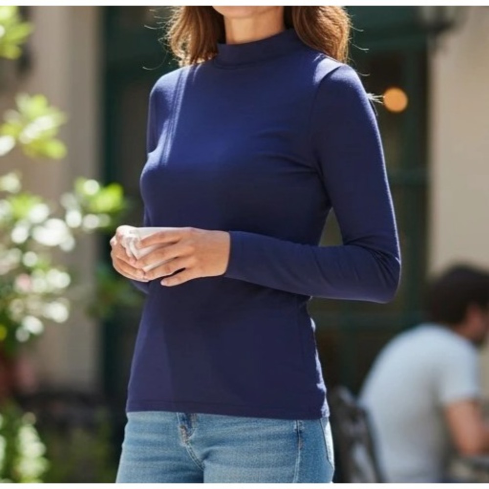 NWT Wild Fable Women's XL Royal Blue Stretch Top Seamless Mock Neck Long Sleeve